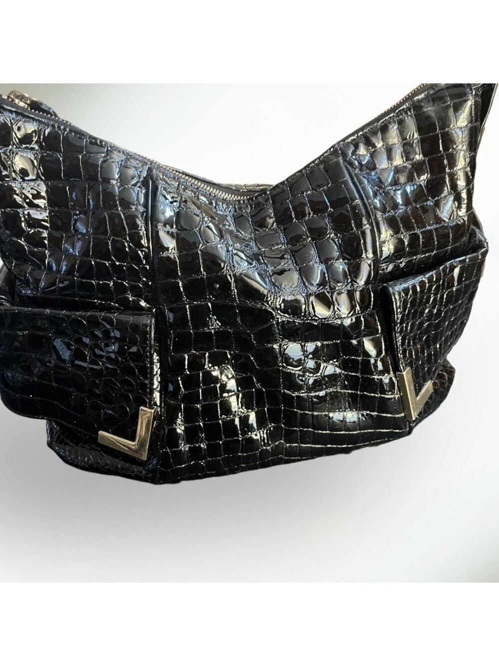 Michael Kors Embossed Croc Black Leather like New beautiful - Picture 7 of 14